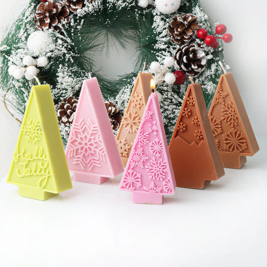 Christmas Tree Candle Mold DIY Embossed Snowflake Silicone Mold for Soap And Candle Making Home Decor Christmas Gift