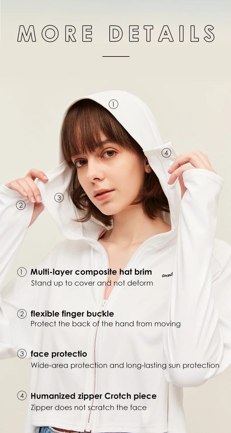 OhSunny Anti-UV UPF 50+ Sun Protection Coats Hooded Professional Sunscreen Loose Batwing Sleeve Outdoor Cycling