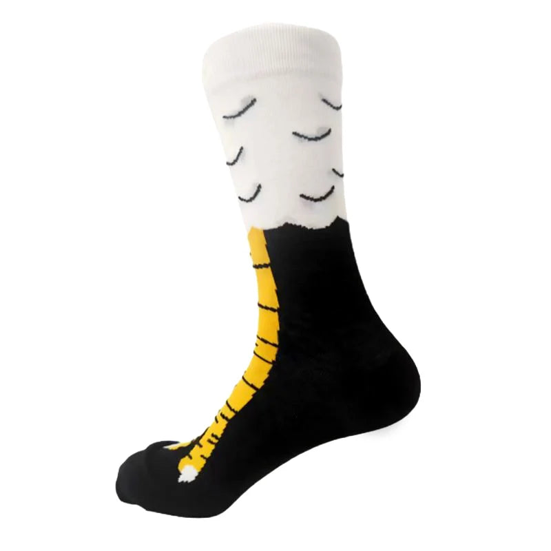 Men Funny Chicken Paw Crew Socks Hen's feet Yellow Long Leg Man Couple School Freak 3D Socks