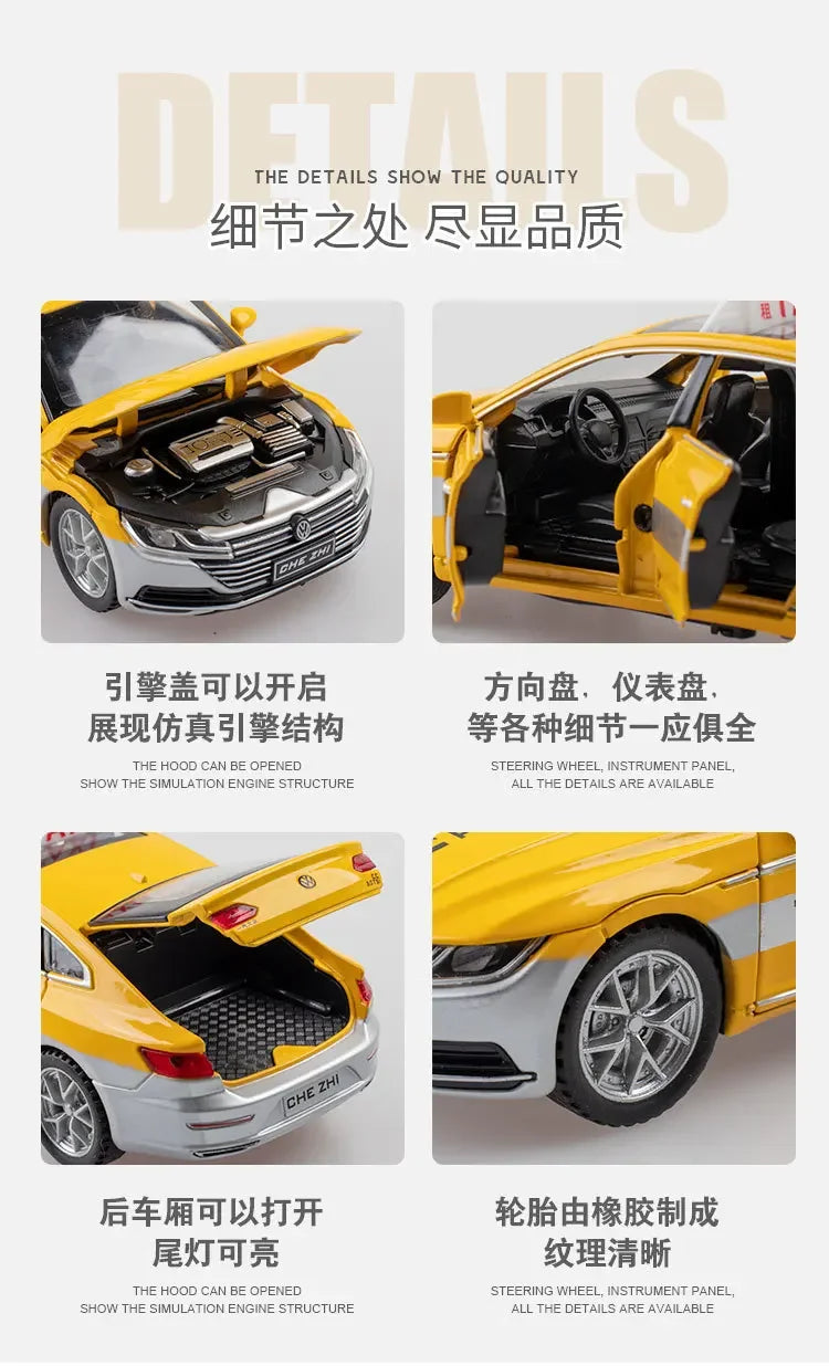 1:32 Volkswagen CC Taxi Car Model Alloy Car Die Cast Toy Car Model Sound Light Children's Toy Collectibles Christmas gift ﻿A563