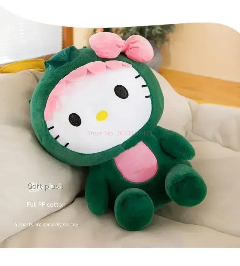 Sanrio Dinosaur Hello Kitty Plush Toy Kawaii Anime Kitty Plushie Pillow Cute 35/50/65cm/80cm Cartoon Stuffed Doll Christmas Gift