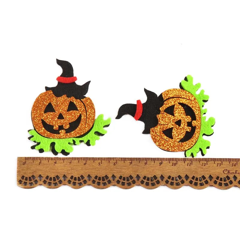 10Pcs 4-9cm Cartoon Ghost/Bat/Spider/Pumpkin Felt Fabric Halloween Patches Appliques For Sewing Supplies Clothes DIY Decor C4133