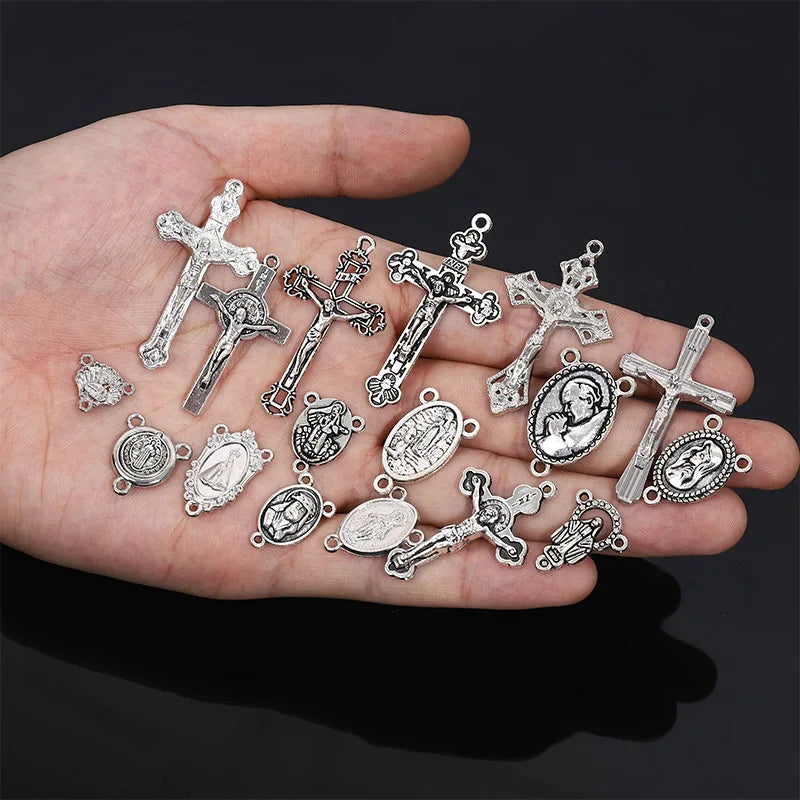 A variety of Christian retro little Virgin Mary connector Spirit Holy Jesus Father Anthony pendant cross bracelet connector 10