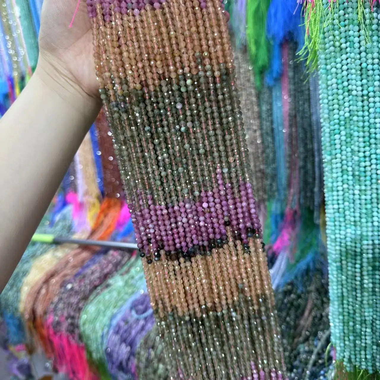AAA Grade Natural  Rainbow Colorful Tourmaline Slice Loose Bead Jewelry DIY Bracelet Necklace 38cm Manufacturer Wholesale