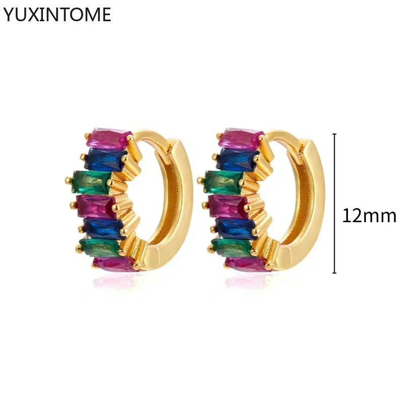 Colorful Crystal Earrings 925 Sterling Silver Ear Needle Stud Earrings for Women Cross Dangle Earrings Party Wedding Jewelry