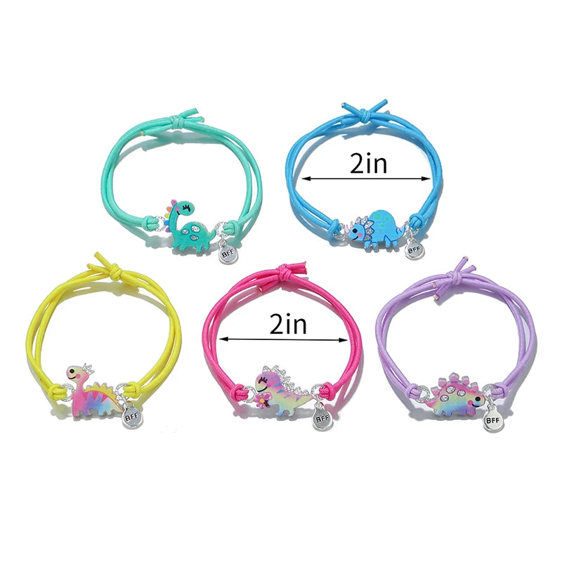 5Pack Cute Unicorn Donut Rainbow Bear Butterfly Charm Elastic Rope Bracelet for Girl Hairband Use Friendship BFF Gifts