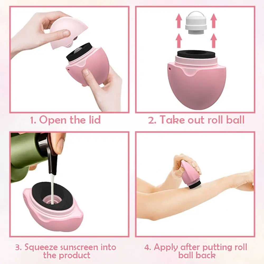 Silicone Suncream Roller Applicator Refillable Stitching Color Isolation Lotion Cream Bottles Oval Sunscreen Lotion Applicator