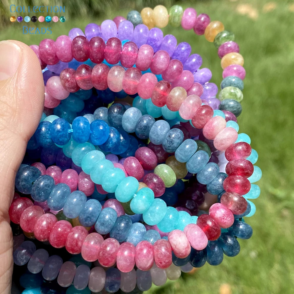 5x8mm Natural Stone Beads Aquamarine Amethyst Tourmaline Rondelle Loose Beads For Jewelry Making DIY Bracelets Accessories 15''
