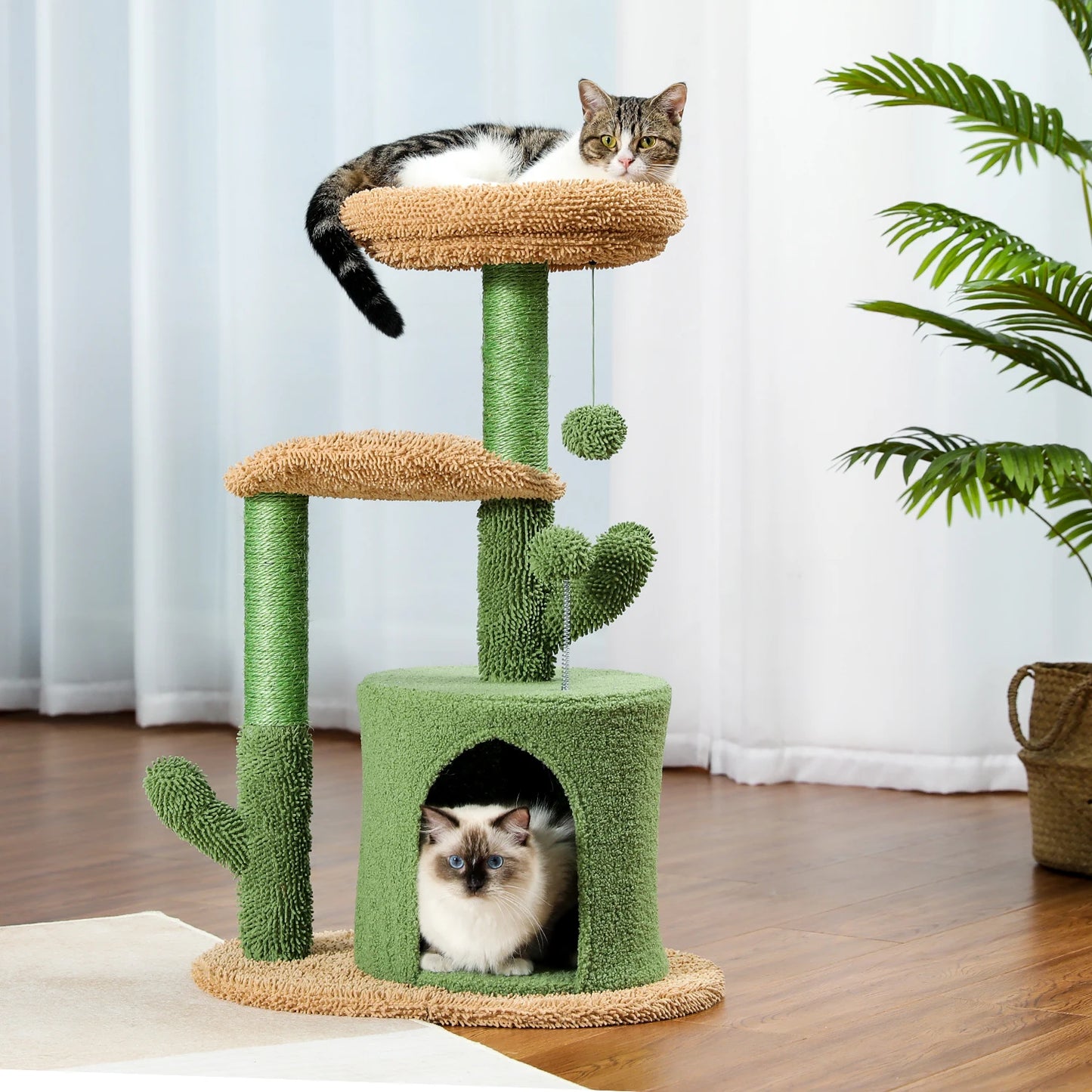 Pet Cat Tree House Condo Perch Entertainment Playground Stable Furniture for Kitten Multi-Level Tower for Large Cat Cozy Hommock