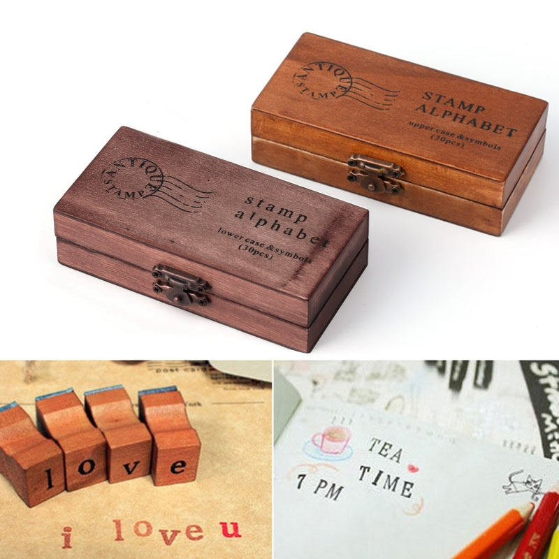 Retro Alphabet Stamps Set Kids Children DIY Scrapbook Photo Album for Family DIY Together Fun Toys Attachment Accessory