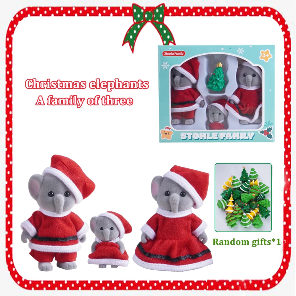 Christmas Theme 1:12 Dollhouse Sheep Animal Family Model Ornament Gift Miniature Furniture Christmas Tree Model Christmas Gift