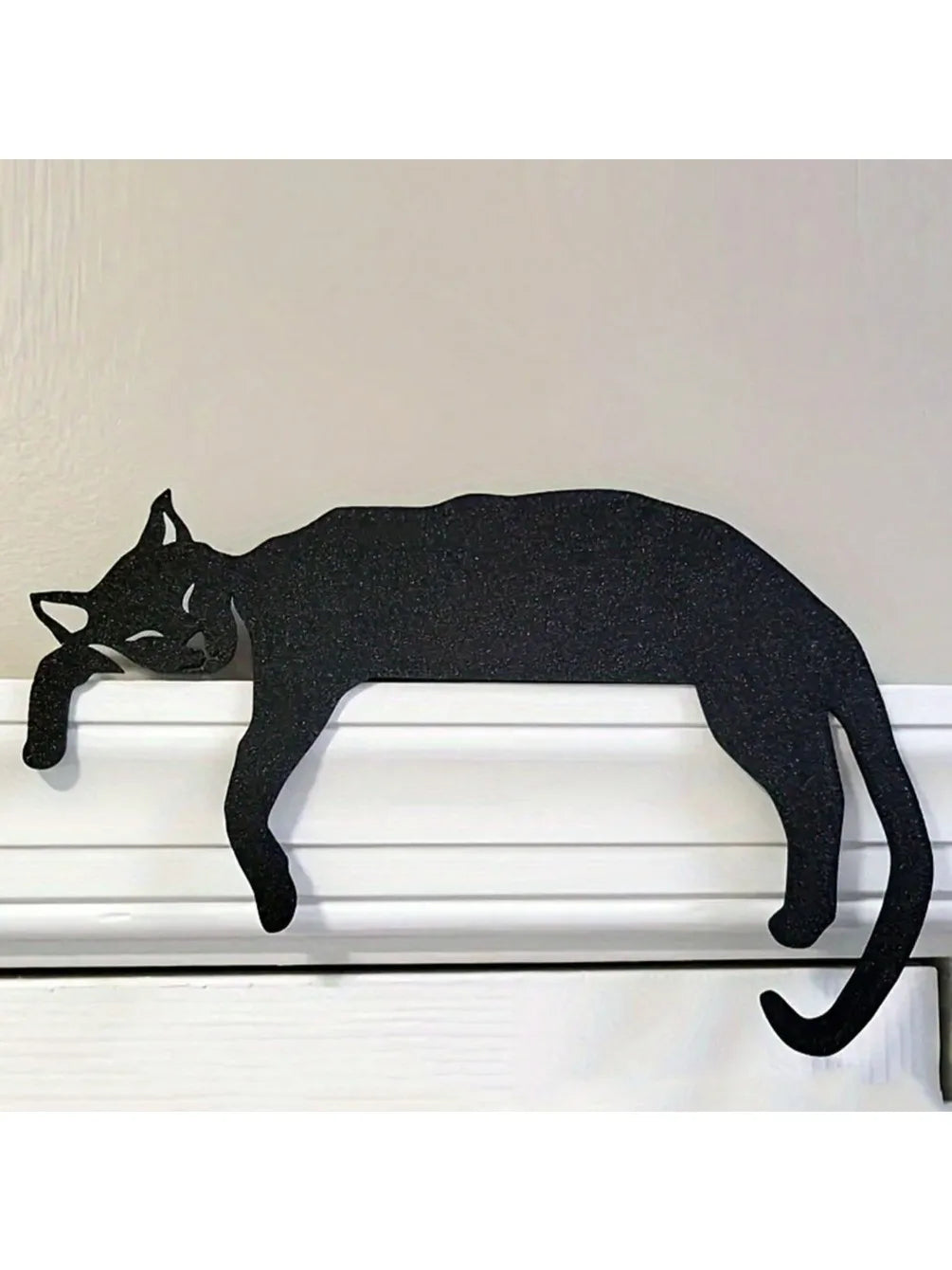 Black Cat Silhouette Metal Wall Sculpture | Living Room/Bedroom Decor | Halloween & Christmas Gift, Door Top Ornament