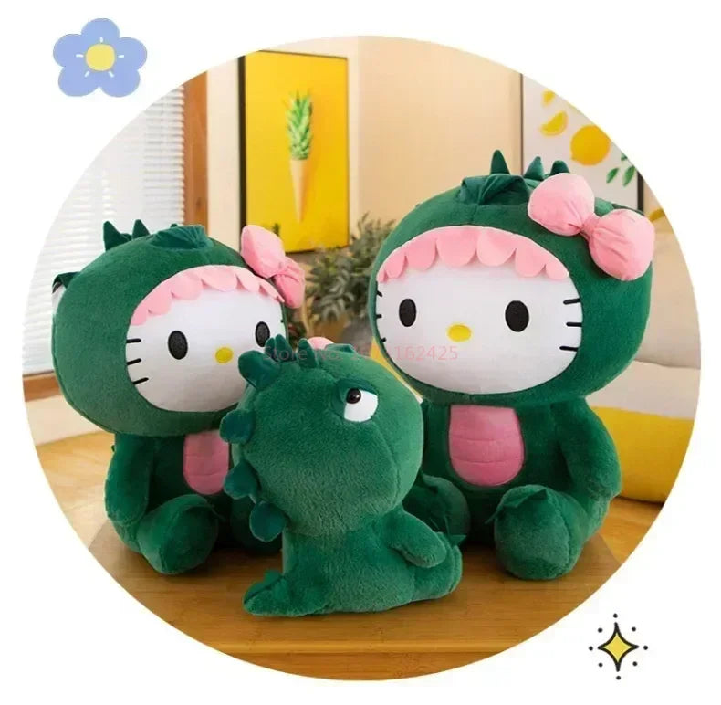 Sanrio Dinosaur Hello Kitty Plush Toy Kawaii Anime Kitty Plushie Pillow Cute 35/50/65cm/80cm Cartoon Stuffed Doll Christmas Gift