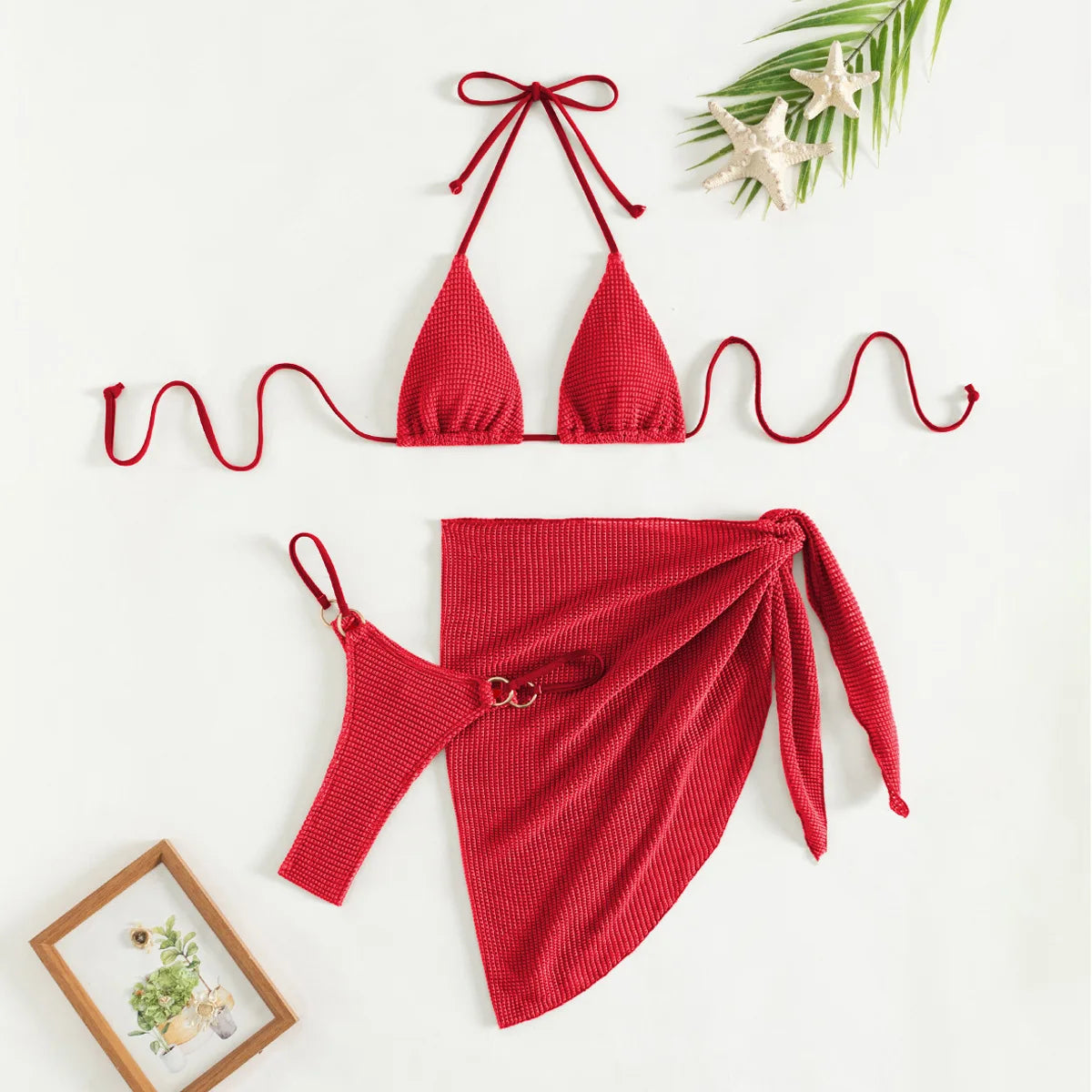 Sexy Brown Bikini Set 2025 Women Halter Push Up Bra Skirt 3 Piece Swimsuit Summer Bathing Suit Cover Up Thong Swimwear Biquini