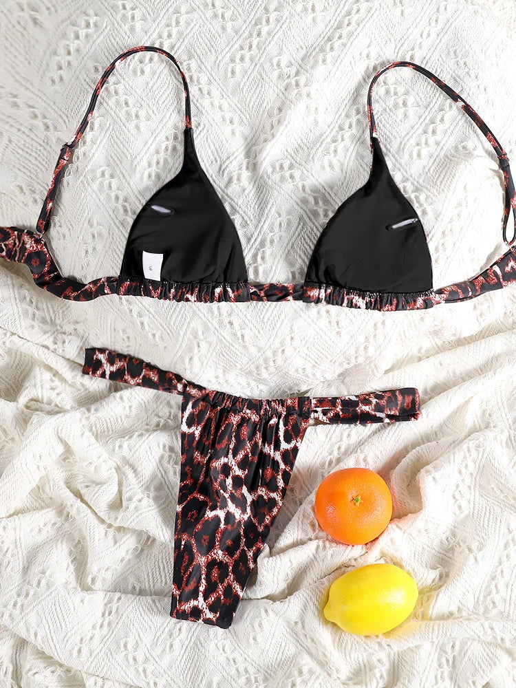 Triangle Bikini Set For Women Sexy Bathing Suit Bandeau Biquinis 2025 Swimwear Low Waist Bikinis Beachwear Bordered Swimsuit