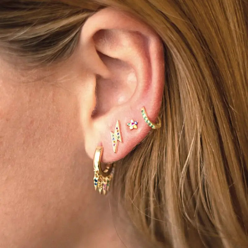 Colorful Crystal Earrings 925 Sterling Silver Ear Needle Stud Earrings for Women Cross Dangle Earrings Party Wedding Jewelry