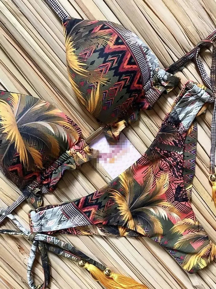 RUOTONGSEPT 2023 Striped Bikini Set Knotted Swimsuit Women Biquinis Beach Sexy Thong Swimwear Bandage Brazilian Mirco Bikinis