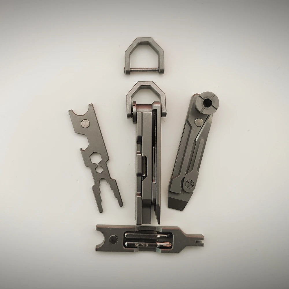 EDC TItanium Alloy with Titanium Key Ring Pry Bar Screwdriver Bottle Opener Handle Multi-tool profession Portable Outdoor Tools