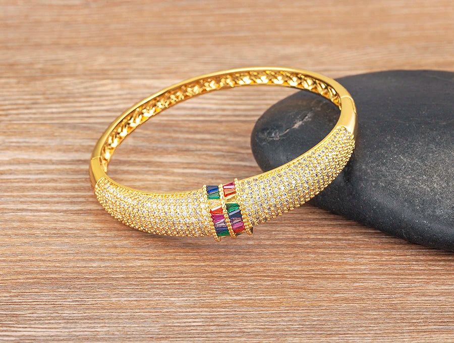 Nidin High Quality Pave Shiny Zircon Charm Bracelets 6 Colors For Women Wedding Party Adjustable Bangles Luxury Jewelry Gifts