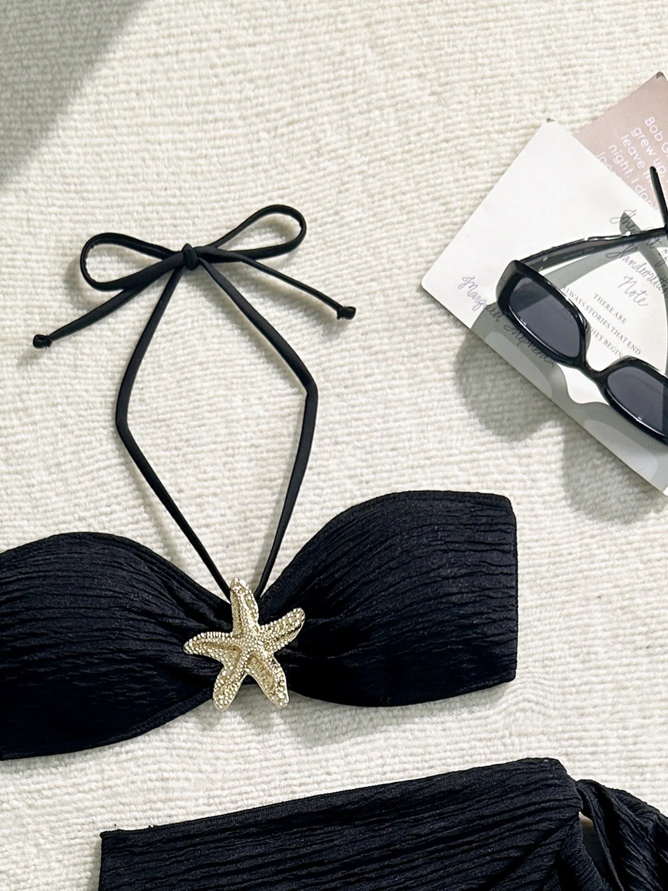 Sexy Metal Starfish Bikinis Set Women Brown Bandeau Push Up Mesh Skirt 3 Piece Swimsuit 2025 Beach Bathing Suit Holiday Swimwear