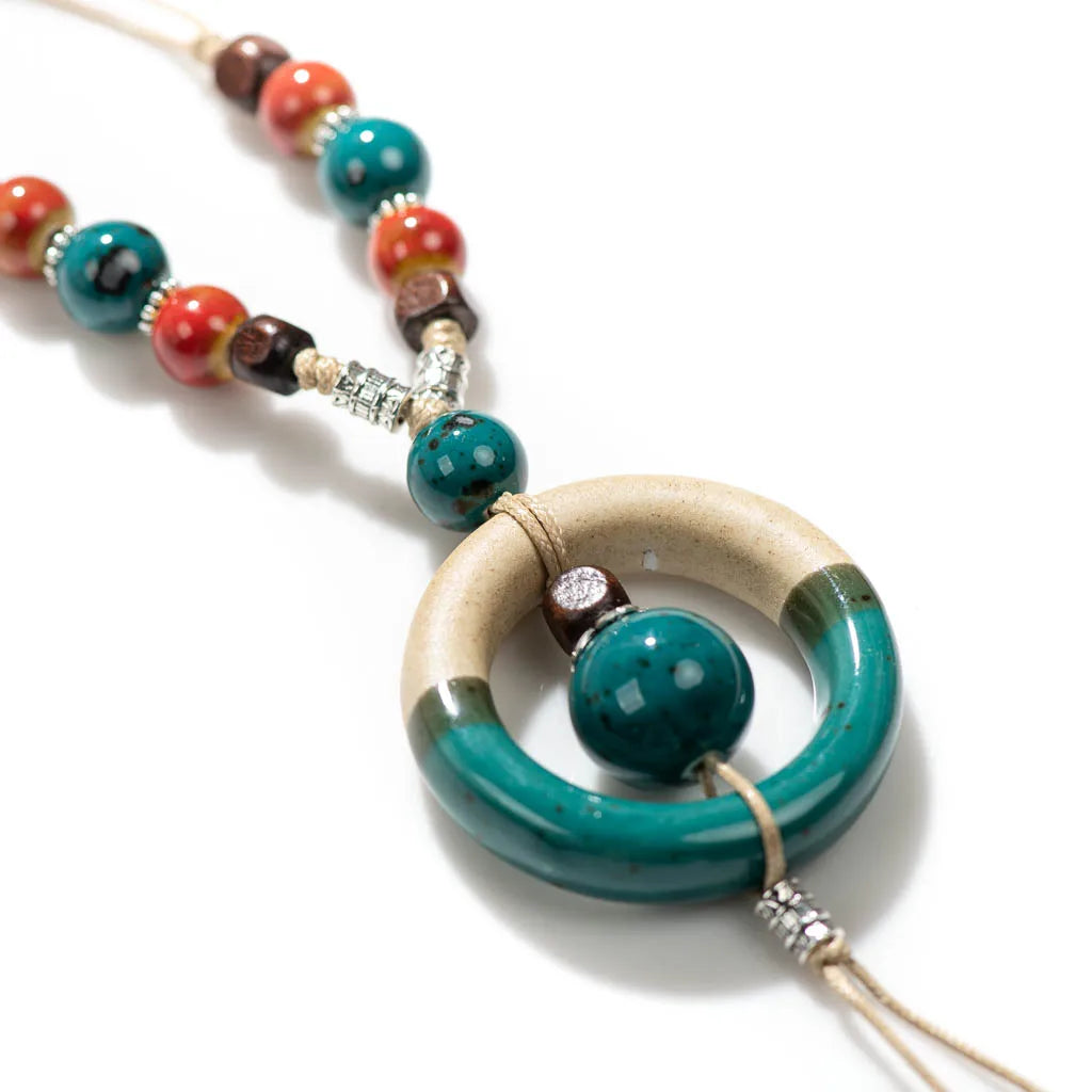 Bohemian Vintage Handmade Rang Necklace Ceramic Beads Pendant Bulk Goods Wholesale  colgantes  pingentes 2X392