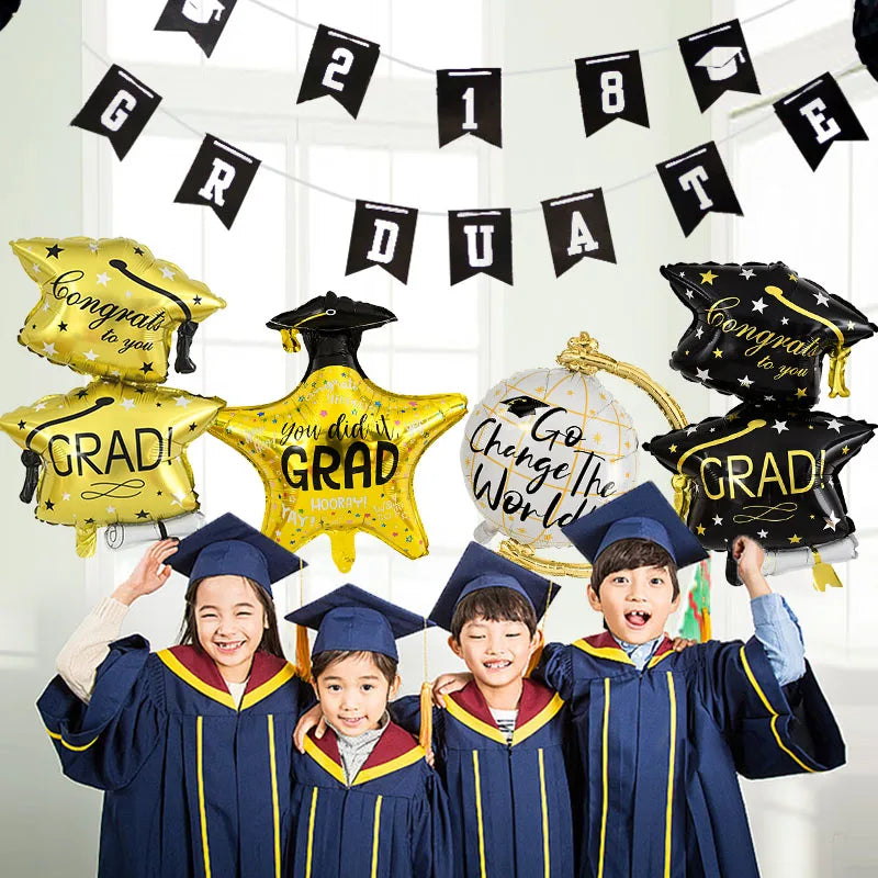 Graduation Balloon Gold Black Doctor Helium Foil Balloons Congratulation Graduation High School 2025 Graduation Party Decoration