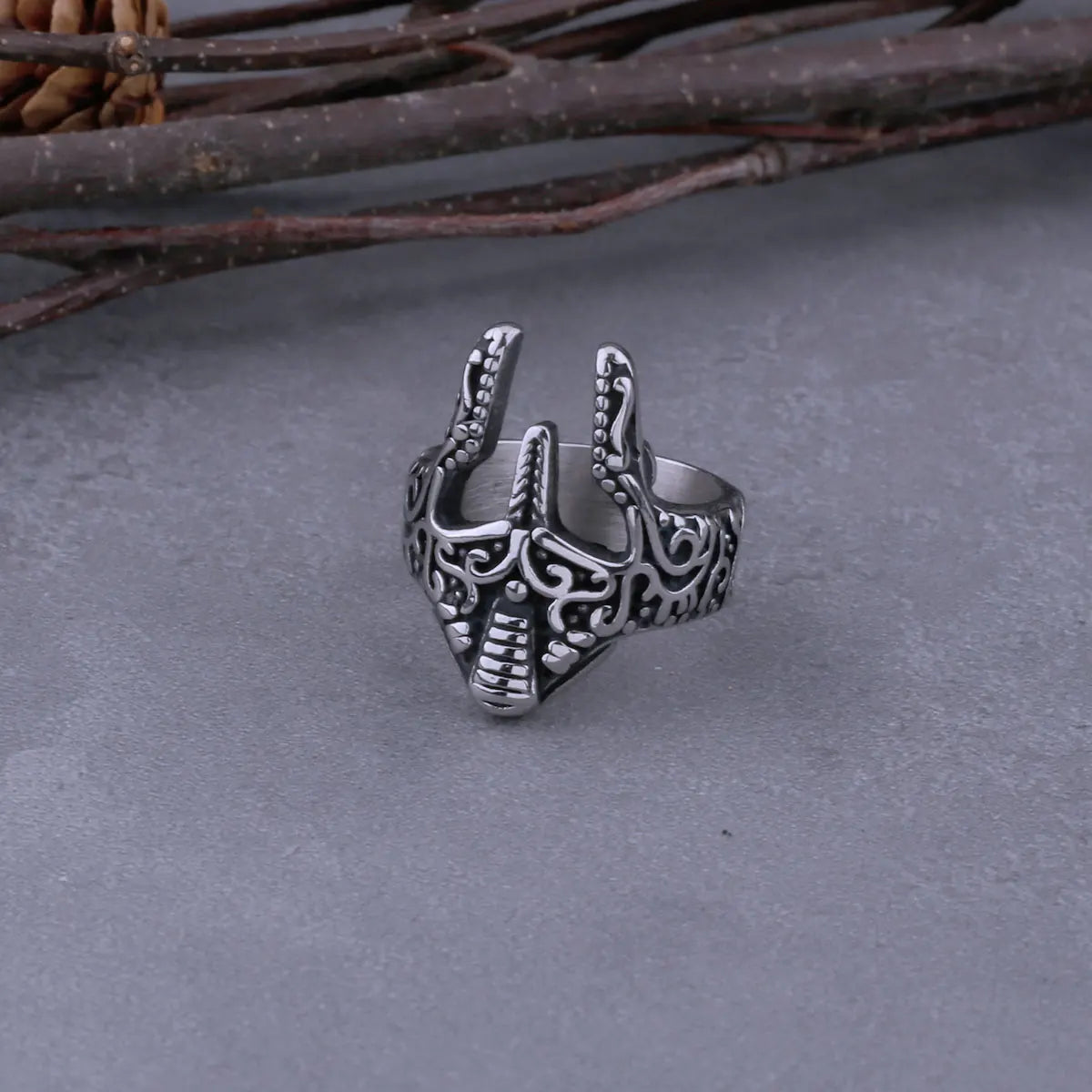 Retro Spartan Warrior Mask Ring Ring Men's Classic Simple Warrior Mask Ring Street Style Biker Stainless Steel Jewelry Gift