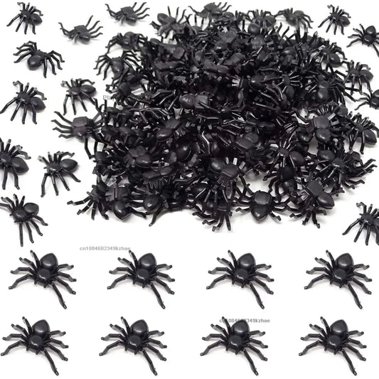 20/50pcs Halloween Spiders Decorations Small Black Plastic Spiders Haunted House Spider Decoration Simulation Tricky Decorations