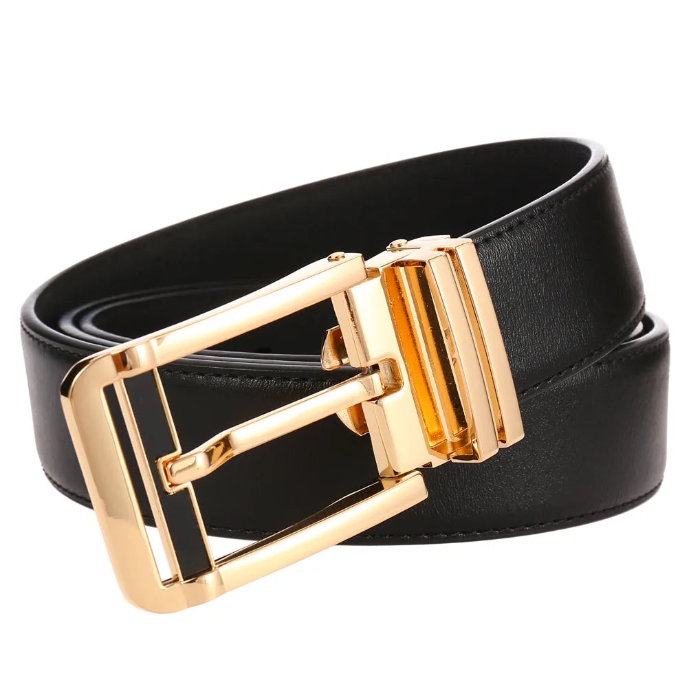 New Men's Belts Business Simple Pin Buckle Genuine Leather Men's Belt Luxury High Quality Casual Male Waist Band Cowhide 3.5cm