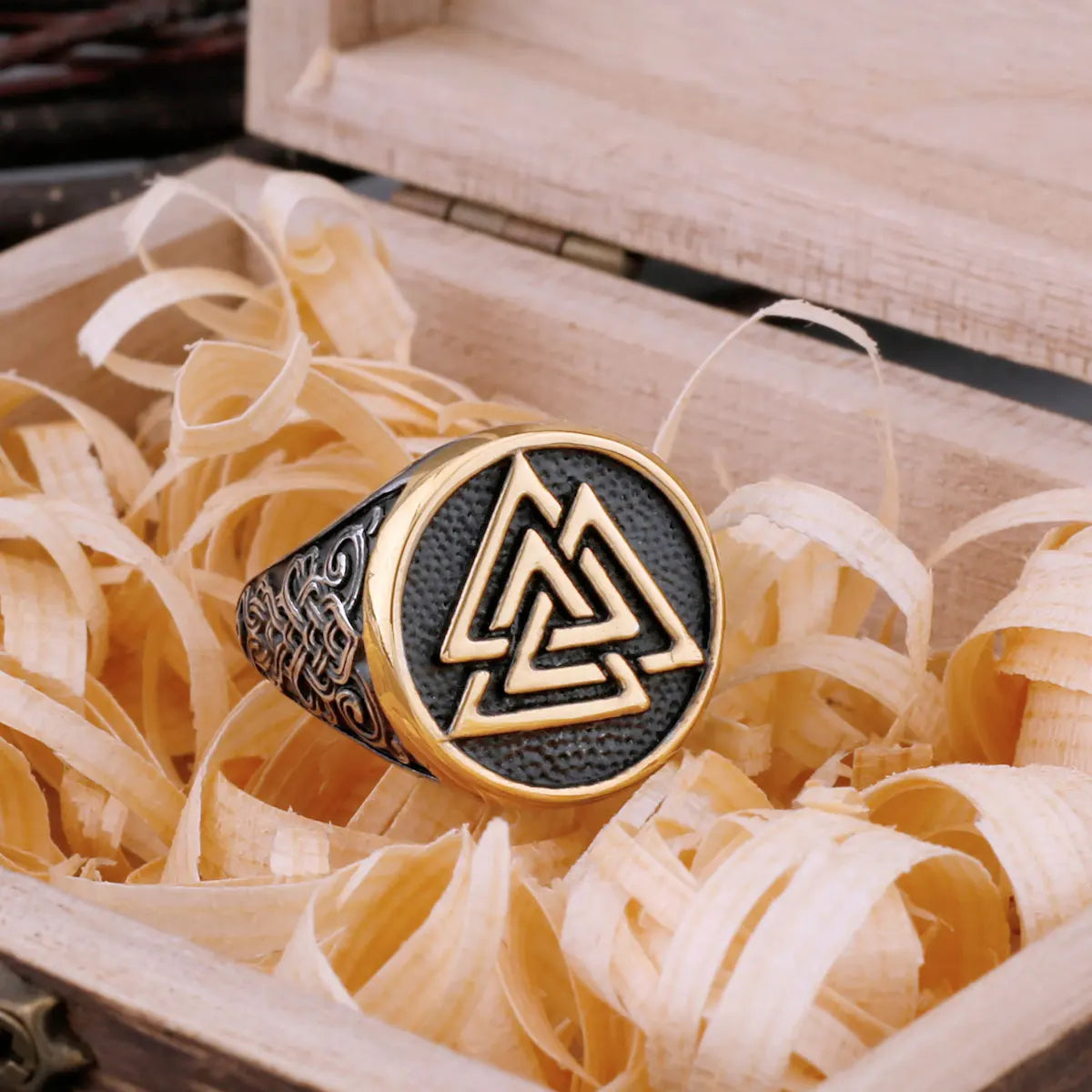 Men's Stainless Steel Vikings Valknut Ring Odin Symbol Amulet Fashion Ring Hip Punk Biker Nordic Vintage Jewelry As Men's Gift