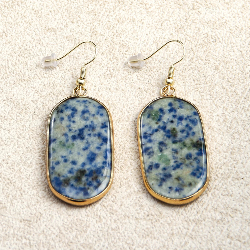 Hot Fashion Rectangle Natural Stone Earring Gary and Pink Women Drop Earrings