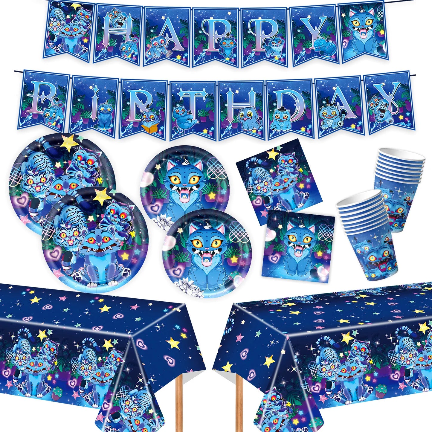 K-Ppop Demon Hunter Party Favor Disposable Tableware Set Backdrop Banner Slap Bracelets Baby shower Birthday Christmas Gift