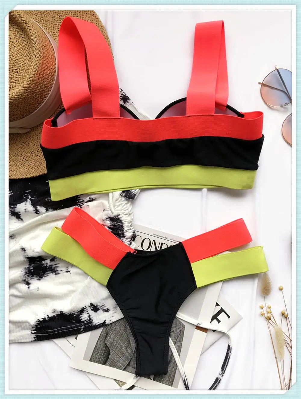 Solid Bandage Bikini Women Push Up Swimsuit Sexy Swimwear Female Brazilian Bathing Swimming Suit Bather Splicing Color Beachwear