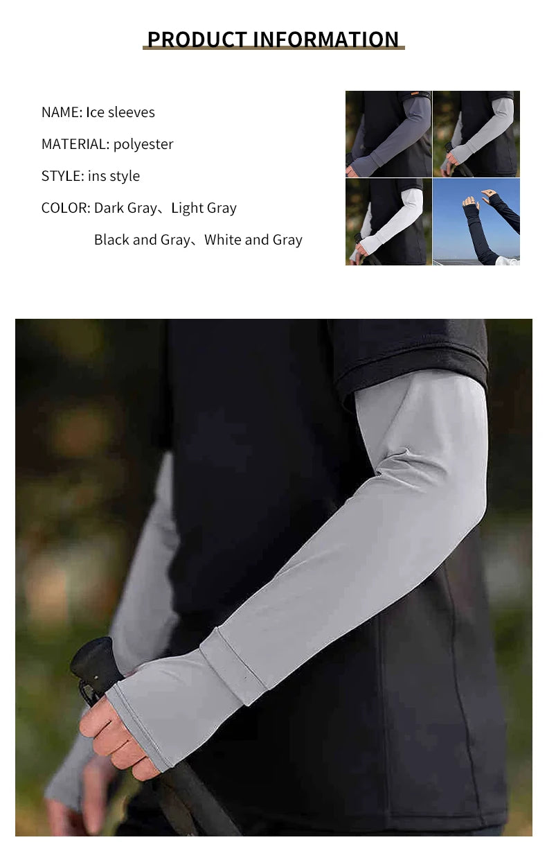 Arm Sleeves with Thumb Hole UV Protection Cooling Arm Sleeves Summer Arm Cover for Sports Workouts Cycling Driving