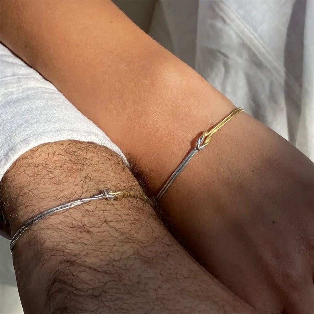 Love Knot Bracelets in 14K Gold Stainless Steel, Couples Best Friend Bracelet, Birthday Gift for BFF, Dainty Friendship Jewelry