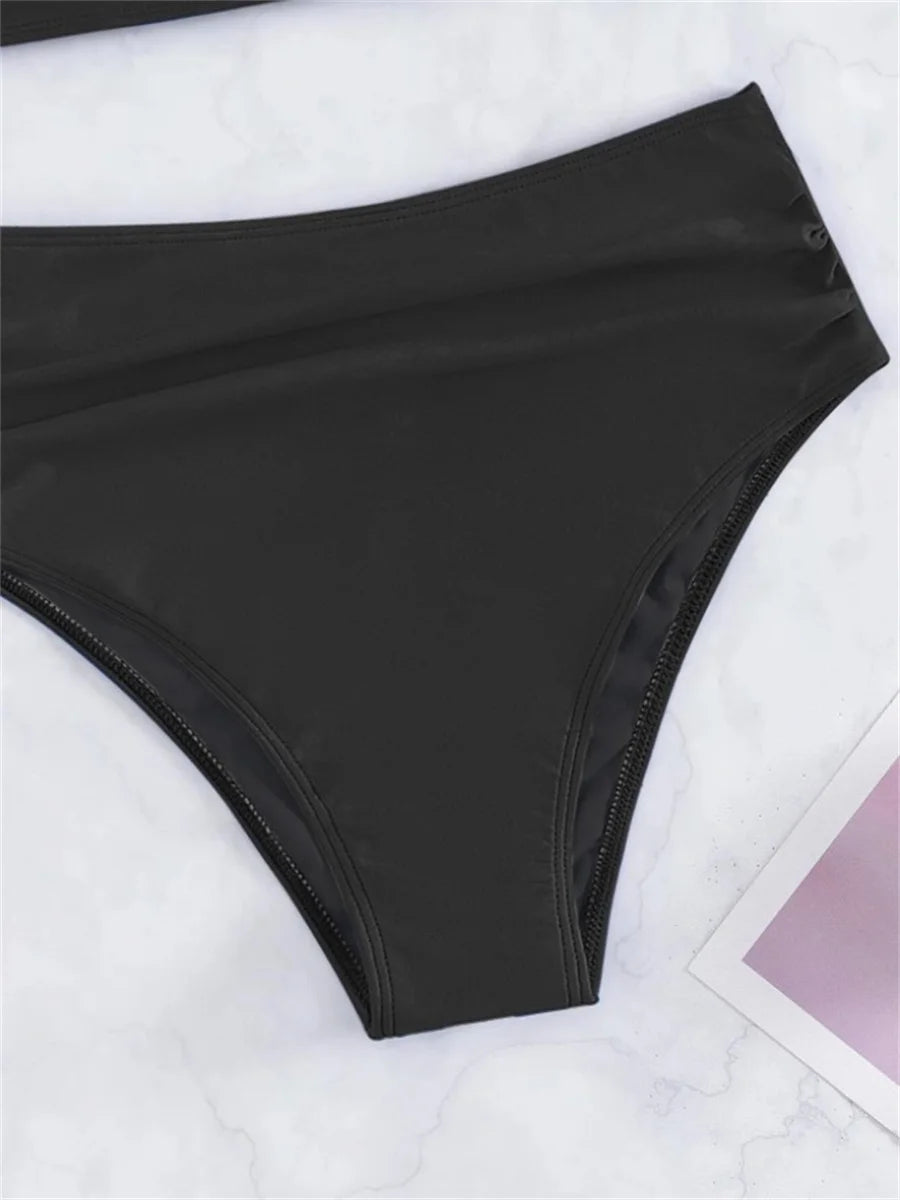 Sexy Black Blue Bikinis Sets Women Halter Cross Hollow Out Push Up High Waist Swimsuit 2025 Bathing Suit Two Piece Swimwear