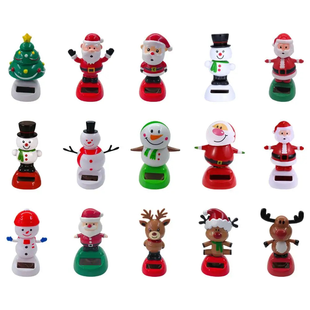 Christmas Car Decoration Solar Dancing Santa Claus Car Ornament Tree Elk Snowman Bobblehead Doll Merry Christmas Gift Accessory