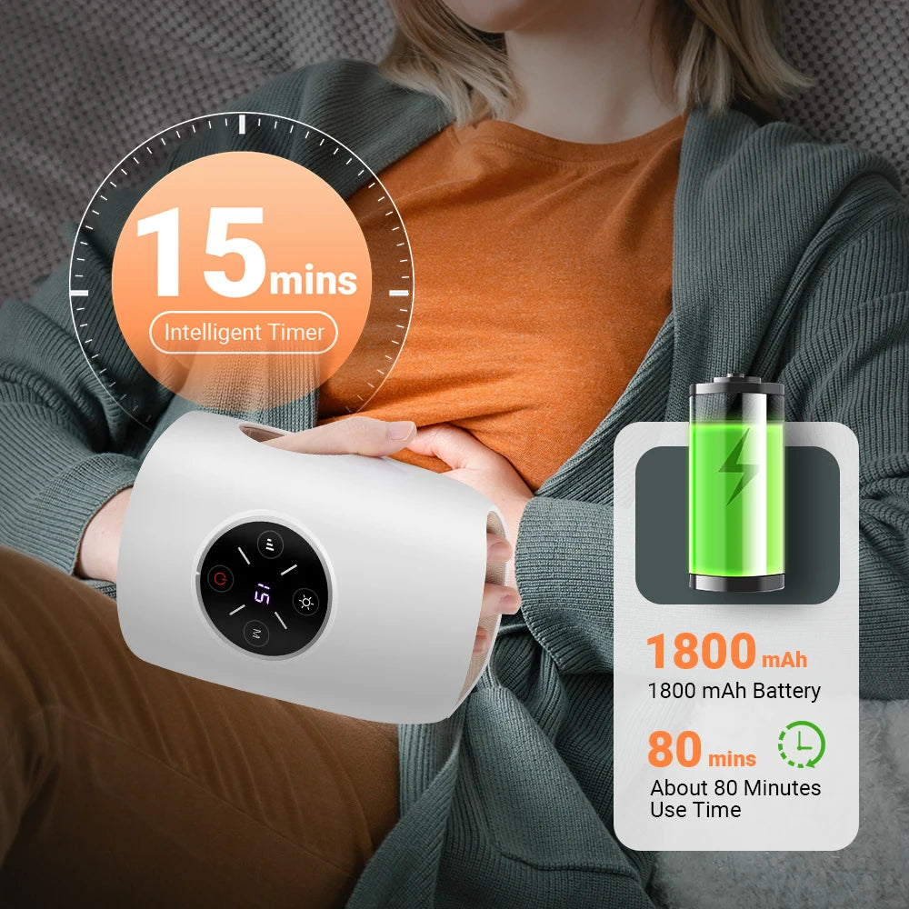 Electric Hand Massager with Air Compression Heat Cordless Palm Finger Massage Machine for Arthritis Finger Numbness Pain Relieve