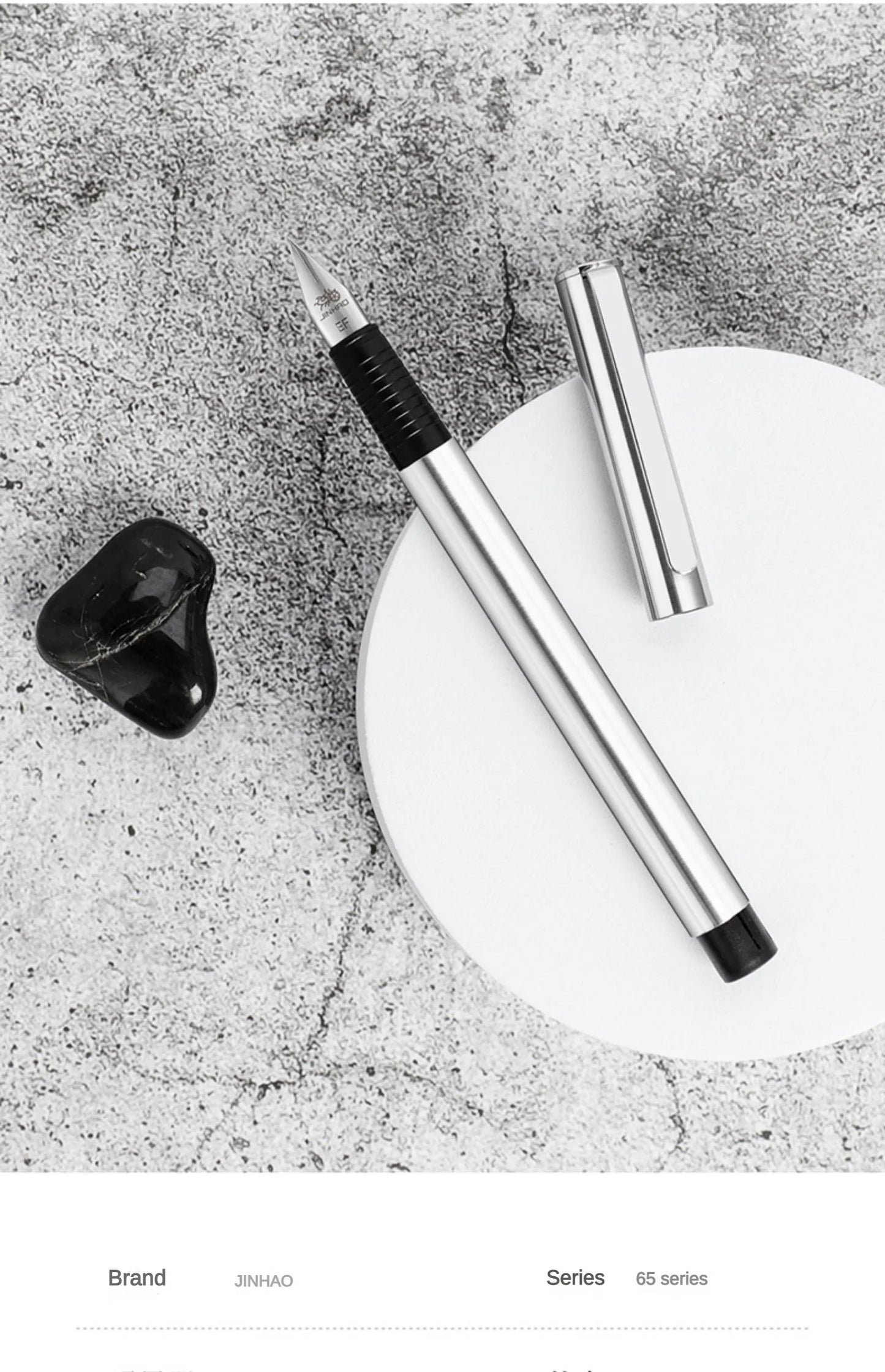 Jinhao 65 Black Silver Colors Fountain Pen EF F 0.30mm Nib Luxury Elegant Pen Business Office Student School Stationery Supplies