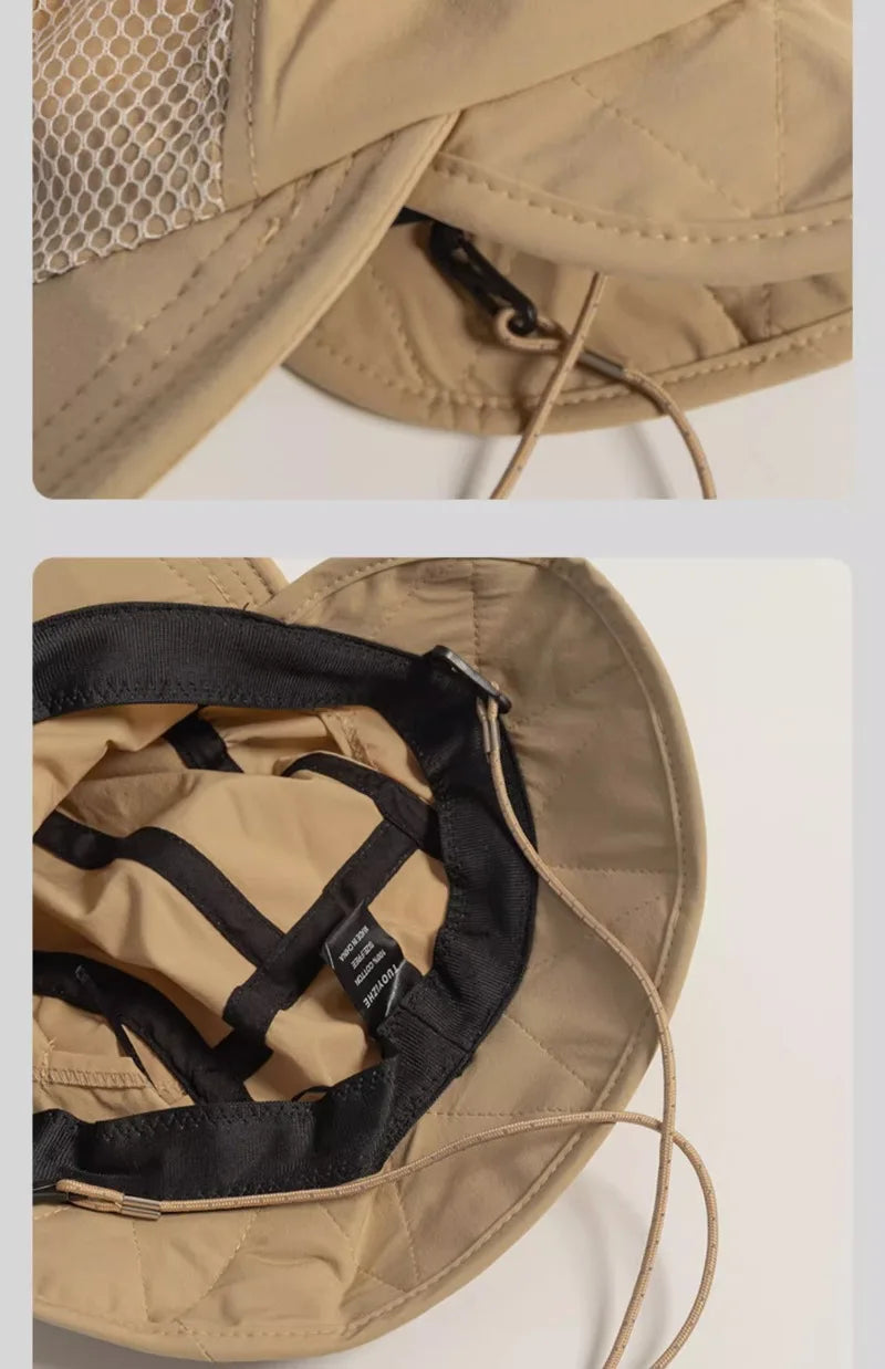 Japanese Outdoor Camping Sun Protection Bucket Hats Women Summer Thin Quick-drying Breathable Neck Protection Men's Caps