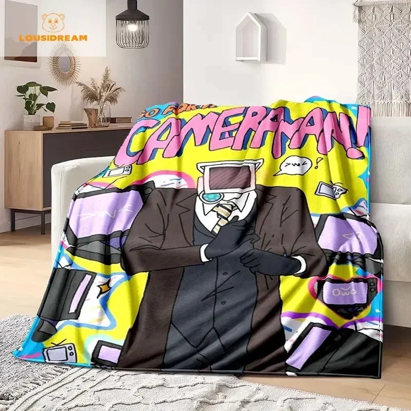 Skibidi Toilet Funny Flannel Blanket Flannel Warm Blanket Adults 3D Printed Coverlet Man Cave Sofa Camping Decor Christmas Gift