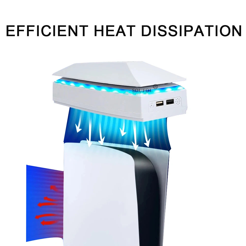 NEW Top Cooling Fan For PS5 pro Dust-proof Upper RGB Game Cooler Stand Heat Dissipation Cooling System for PS5/PS5 Slim/PS5 PRO