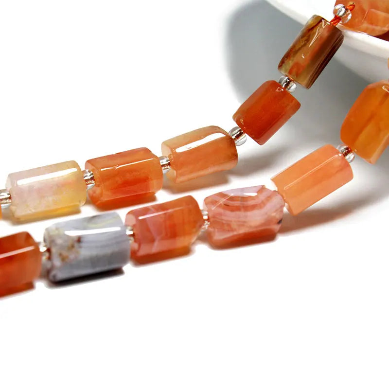 Natural Tourmaline Apatite Emerald Agates Amethysts Jades Cylinder Stone Spacer Beads for Jewelry Making DIY Bracelet 7.5inch