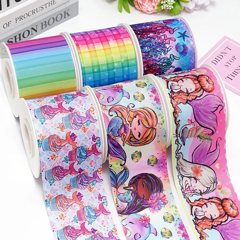 5 Yards Printed Grosgrain Ribbons For Bows DIY Craft Decoration Packaging Supplies 84400