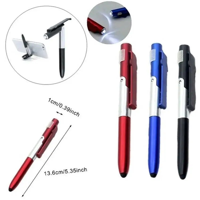 2025 4 In 1 Multifunction Ballpoint Pen With Led Light Folding Phone Holder Touch Screen Stylus Office School Student Stationery