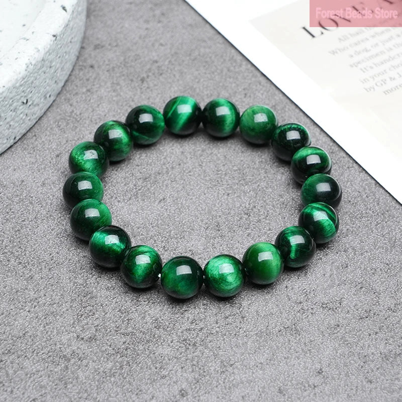 Natural Stone Green Tiger Eye Bracelets Healing Visuddhi Chakra Stress Relief Reiki Yoga Blue Energy Bracelet Jewellry Pulsera