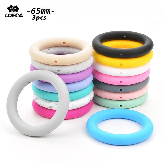 LOFCA 3pcs Silicone Beads Round 65mm Round Ring pendant Food Grade  BPA Free High Quality Silicone Necklace Jewelry Accessories