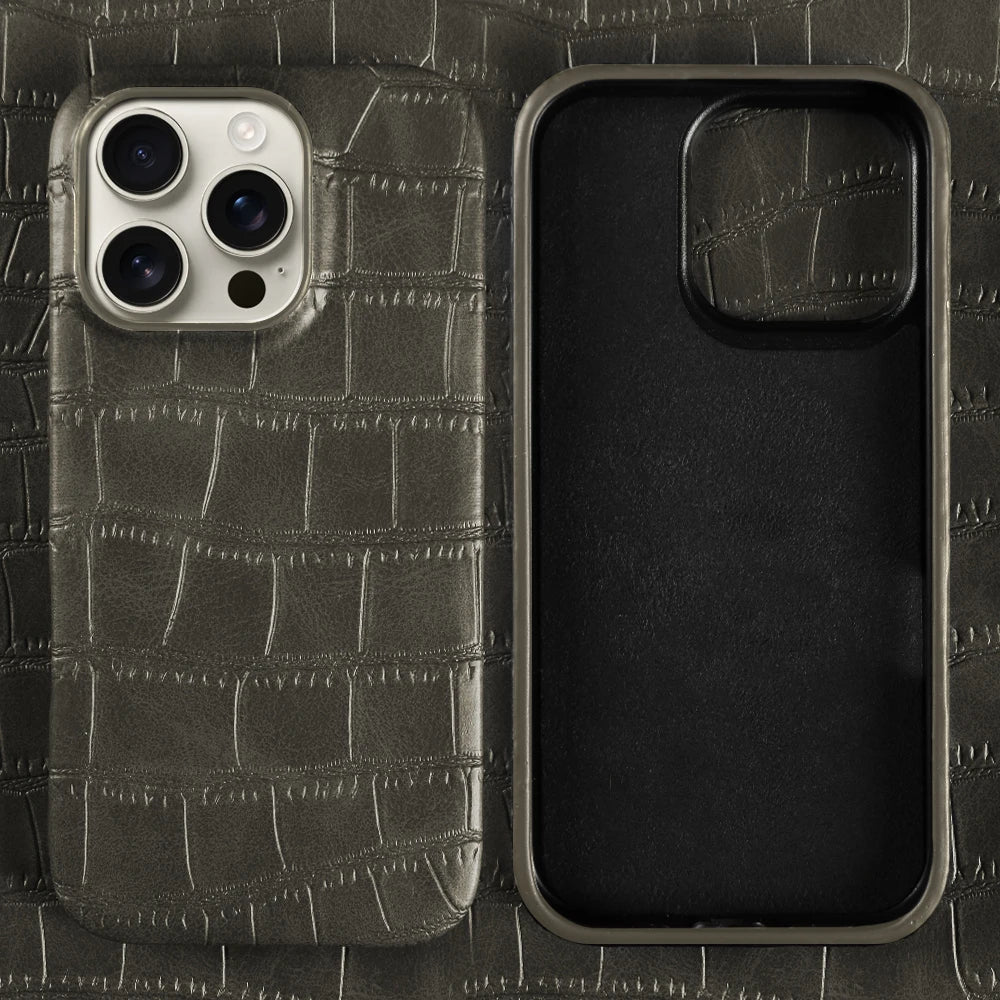 New Luxury Crocodile Leather Phone Case For iPhone 17 Air 16 15 14 Plus 13 12 11 Pro Max Shockproof Hard PC Protection Cover