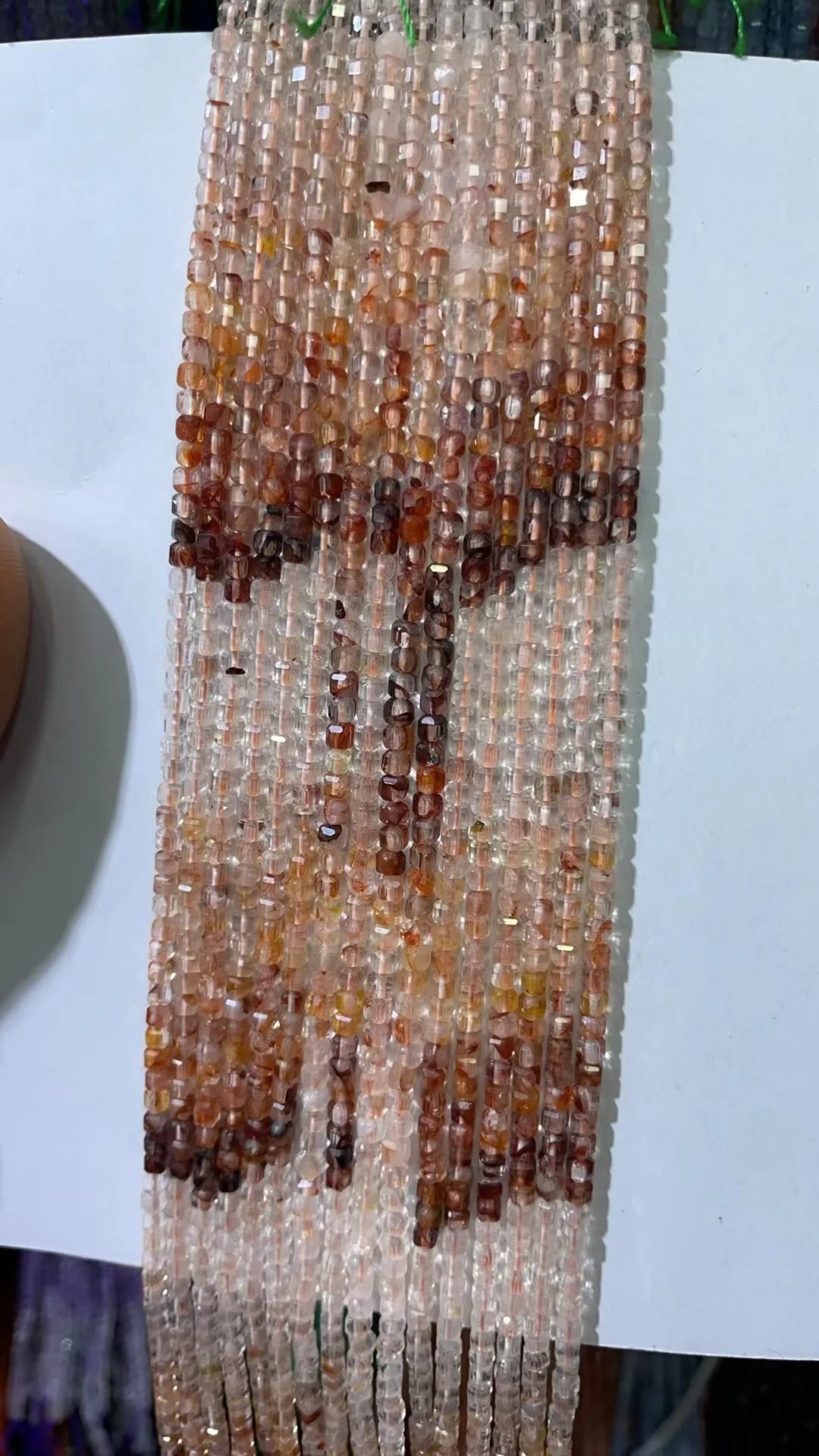 Natural Rainbow Tourmaline Cube Faceted 2.5X2.5mm Length38.5cm