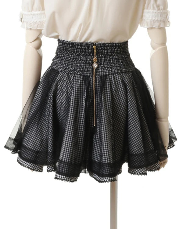 Japanese Liz New Summer Lace Edge Leather Ring High Waist Pleated Skirt Ribbon Bow All-match Short Skirts Big Bow Lolita Blouses